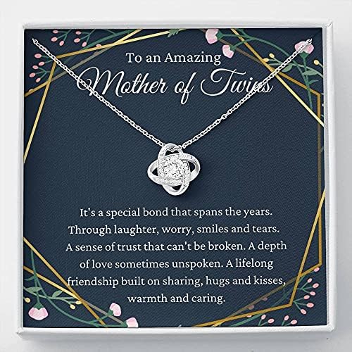 Nakit za poruke, ručno izrađena ogrlica - personalizirani poklon love čvor, dvostruki poklon za bebe, majka