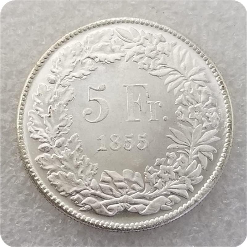 Švicarska 1850-A / 51-A / 55/73-b / 74-B Švicarska 5 Francs Coin Komemorativni novčić