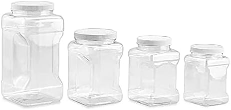 Clear Food Grade pet Plastic Square Grip storage Jar w / Cap | 48 tečnosti unce 4-5 Cup skladišni kapacitet