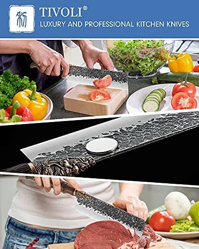 Tivoli Meso Cleaver Noževi postavljeni ručni kovani kuhinjski nož Potpuni nož za kapice za kajanje sa japanskim