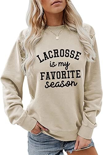 Jverf Lacrosse je moja omiljena sezona dukserica za žene od ispisana vintage dugih rukava za rewneck pulover
