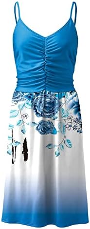 JMMSLMAX Fun Ljetne haljine za žene plaža Floral Boho tenk haljina Ležerne prilike bez rukava za odmor za