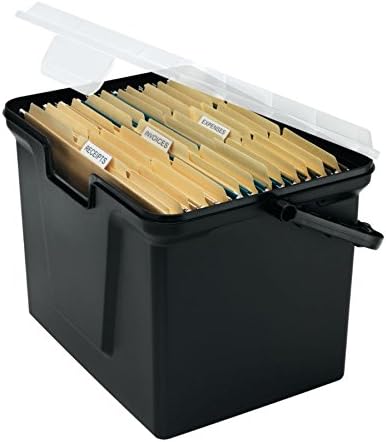 Office Depot® - kutija za datoteke - 30% reciklirana prenosiva kutija za datoteke, - Crna-10-3 / 8 D x 14-11/16