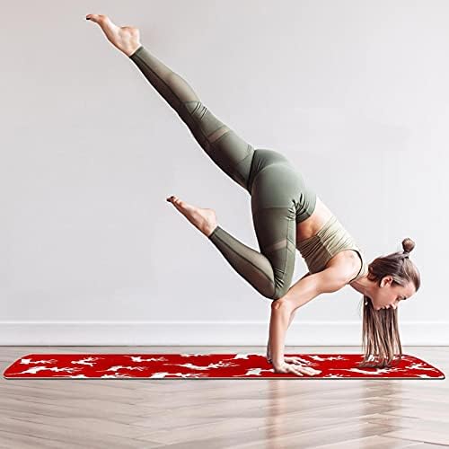 Debeli Neklizajući Vježba & fitnes 1/4 yoga mat sa Božić Jelena crvena pozadina-01 Print za Yoga Pilates & Pod fitnes vježbe