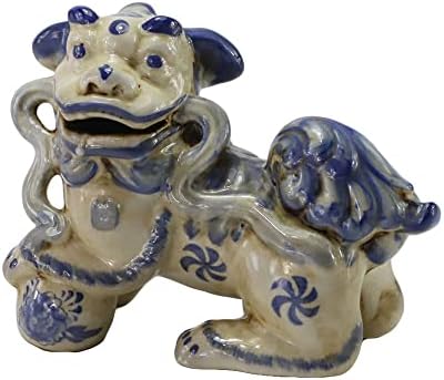 Synwish Porculan ručno oslikane plave i bijele građevinske figurice za pse za kućne dekor, poklone, set od 2