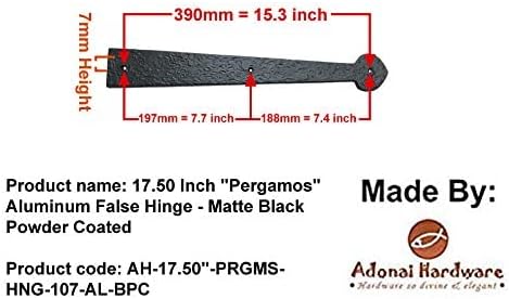 Adonai Hardware 17.50 inča Pergamos aluminijski šarki - mat crni prah premazan