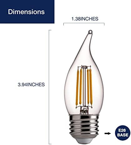 FLSNT 60 W ekvivalentne LED Lusterske sijalice, Zatamnjive Ca11 LED E26 bazne kandelabra sijalice, 2700k meka Bijela, 12 pakovanja