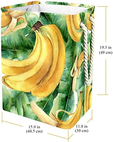 Inhomer akvarelom obojena žuta Banana zeleni list velika korpa za veš vodootporna sklopiva korpa za odeću
