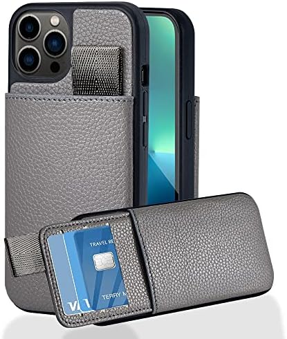 Lameeku novčanik slučaj Kompatibilan sa iPhone 12 Pro i dizajn za iPhone 12, držač kartica sa Kreditnim karticama slota kožna torbica, zaštitni branik poklopac dizajn za iPhone 12/12 Pro 6.1 - siva