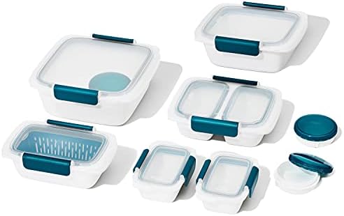 OXO Good koštac Prep & Go Set od 20 komada / nepropusno skladištenje hrane / idealno za ostatke hrane | ručak za pripremu obroka i rad / BPA besplatno / sigurno za mikrovalnu pećnicu | sigurno za pranje u mašini za suđe | sigurno za zamrzivač / otporno na mirise i mrlje