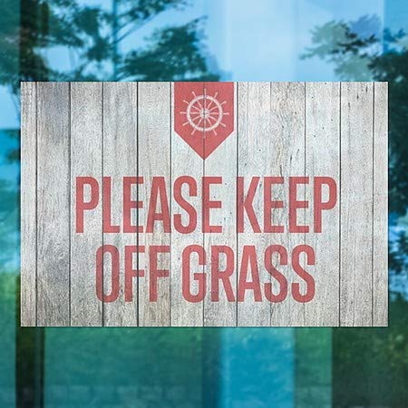 CGsignLab | Molimo čuvajte travu -Nautičko drvo Prozor Cling | 36 x24