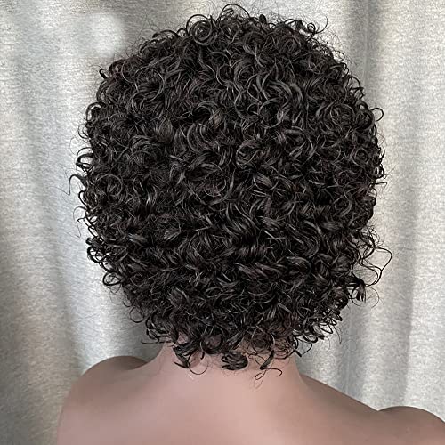 Pixie Curly 13x1 Transparent HD čipkaste prednje perike ljudska kosa Pre Čupana linija kose kratke kovrčave ljepljive čipke prednje perike za crne žene brazilska Djevičanska kosa 150% gustoća prirodna boja 6 inča