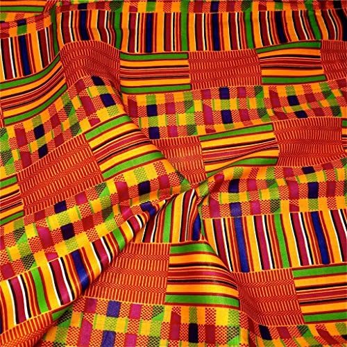 African Kente Print # 3-Serengeti Fabric Kente African Print Fabric Cotton 44 široka za više omota za glavu, horske stolice, afričke plesne uniforme za muškarce žene djecu