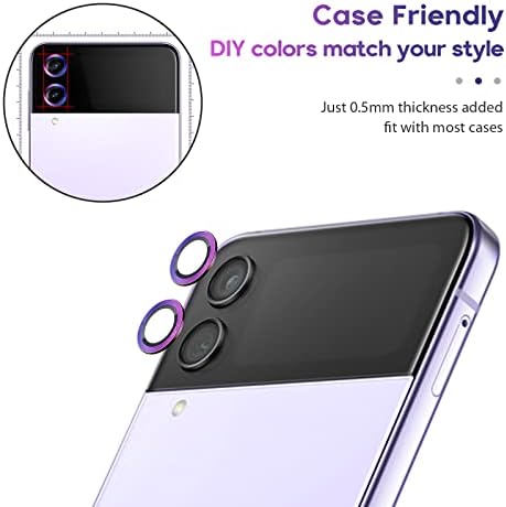 Jeluse [2x2 Pack] dizajniran za Samsung Galaxy Z Flip 4 zaštitnik sočiva kamere, 9h kaljeno staklo zaštitni poklopac ekrana [set za poravnanje Eazy instalacija] metalni pojedinačni prsten-šareni