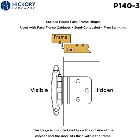 Hickory Hardware P140-3 Polukriveni nosač 3/8-inčni ofset šarki, polirani mesing