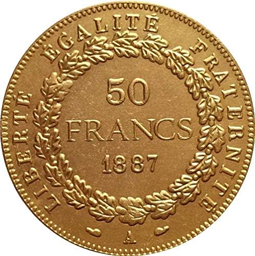 Challenge Coin 24-K pozlaćeni 1887 Francuska 50 Francs Coin Copy Copy Poklon za njemu kolekcija novčića