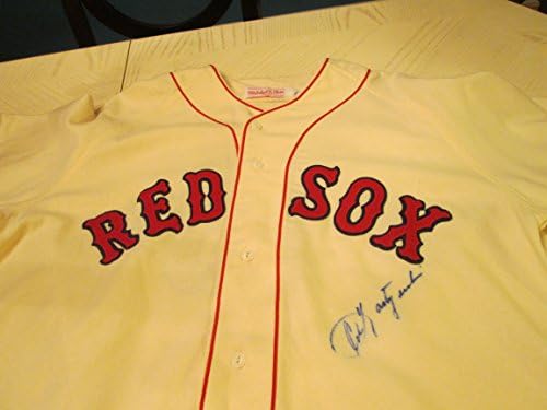 Carl Yastrzemski potpisao je crvenu sox baseball home flannel dres-jsa # g56689
