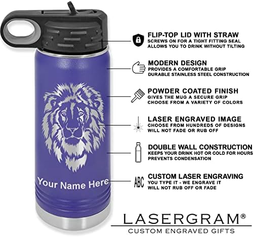Lasergram 20oz dvostruka zidna zida, gornja boca sa slamom, konj i kravljeg, personalizirano uređivanje