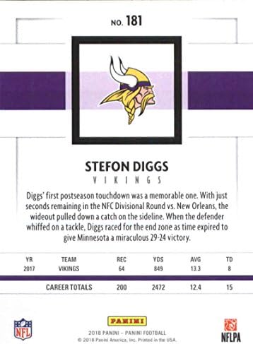 2018 Panini NFL Fudbal # 181 Stefon Diggs Minnesota Vikings Službena trgovačka kartica