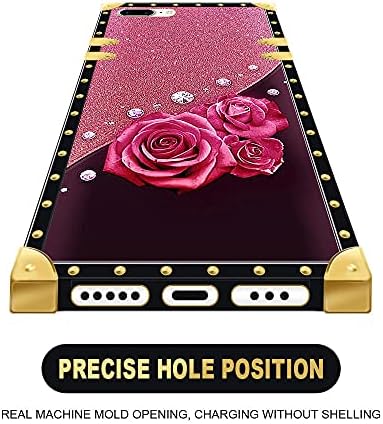 iPhone 8 Plus futrola, luksuzni metalni ukras Lijepa ružičasta djevojka za iPhone 7 plus futrola, četvorna mekana TPU branik futrole za žene djevojke iphone 7 plus iPhone 8 plus 5,5-inčni prelijepi dijamant