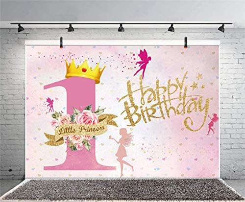 LFEEY 1. rođendan Pozadine za fotografiju djevojka Princeza slatko Pink prvi rođendan fotografija pozadina djecu djevojčice 1 godina Rođendanska zabava Banner torta Smash pozadina Photoshoot Studio rekvizite 7x5ft