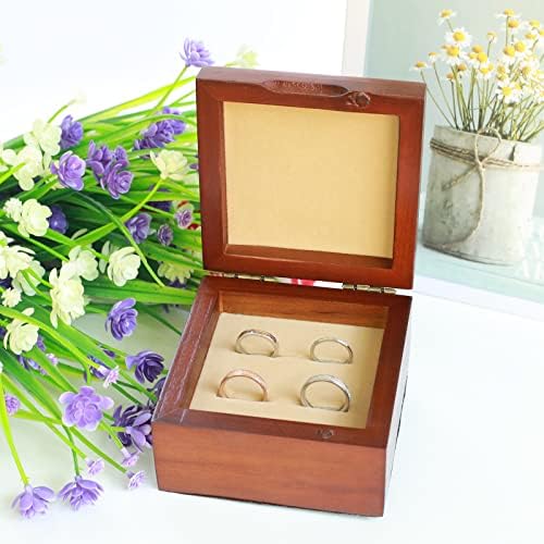 Kutija za zvona starswr, kutija za prstena za ceremoniju svadbe za žene Drvena dekorativna kutija sa poklopcima