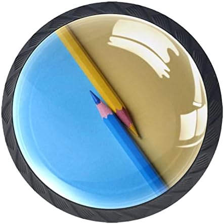 Kraido plave i žute olovke uzorak ladice ručke 4 komada okrugla gumb ormara sa vijcima pogodnim za kućni