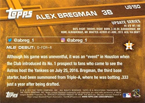 2017. Ažuriraj bejzbol # US150 Alex Bregman Rookie debita - čini glavnu debinu lige 25. jula
