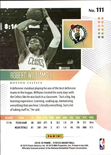 2018-19 Panini Status 111 Robert Williams III RC Rookie Boston Celtics NBA košarkaška trgovačka kartica