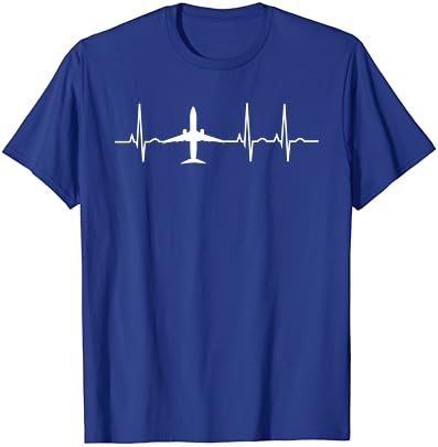 Airplane Heartbeat Pilot Flying Cool Aviator T-Shirt