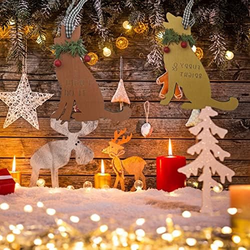 Drveni božićni pas sa vijećom Crveno voće Božićne drvce Privjesni božićni zanati za obrtaju 50 Ft Garland LED