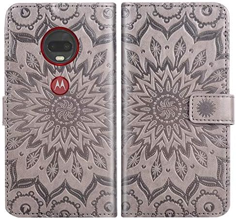 Futrola za telefon za Motorola Moto G7 / G7+ / Revvlry Plus novčanik sa kaljenim staklom Zaštita ekrana koža Flip Cover držač kartice Stand Cell Accessories G7Plus Moto7 XT1962-1 G 7 7g Tmobile Revvlry+ siva