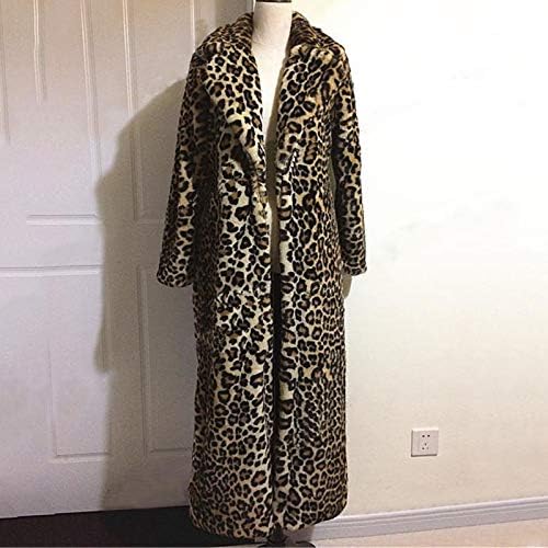 Ženski modni ručni kaput od lakih leoparda tanki i visoki krzneni kaput dugi gležnjevi prevelizirana jakna