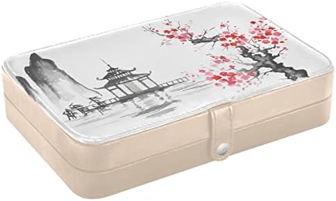 INNEWGOGO japanska trešnja Blossms Mala kutija za nakit PU kožni nakit Organizator Turistički prijenosni