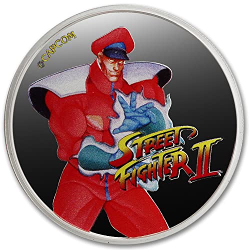 2021 FJ 1 oz Silver Fidži Street Fighter II 30. godišnjica m Bison obojen sjajan Neprikupan sa potvrdom o autentičnosti Coinfolio 50c Bu