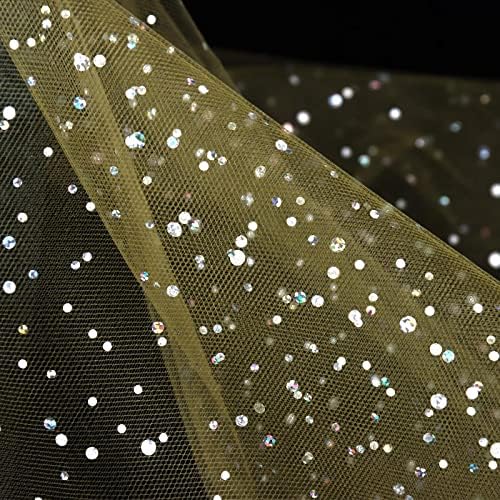 HAVII 54 x 10 metara Zlatna Glitter Tulle tkanina Rolls Bolt Sequin Tulle traka mrežasta tkanina za Tutu suknje haljina šivanje DIY zanati dekoracija rođendanske svadbene zabave