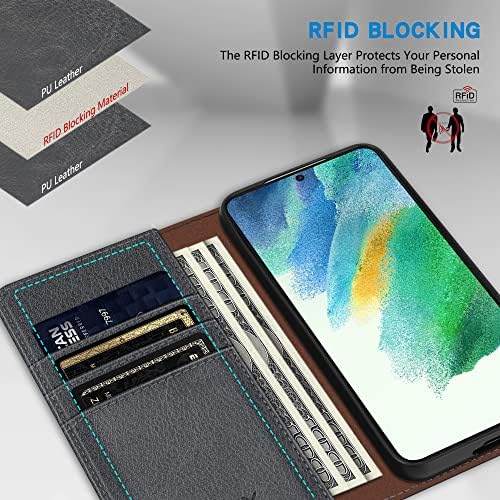 ZZXX Samsung Galaxy S21 Fe torbica za novčanik sa [RFID Blocking] stalak za kartice jaka magnetna koža Flip