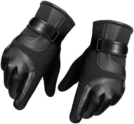 ZTGD biciklističke rukavice, 1 par Motociklističkih rukavica zadebljani Neklizajući dodirni ekran otporan na vjetar topla Umjetna koža muške rukavice s punim prstima za vanjsku 2
