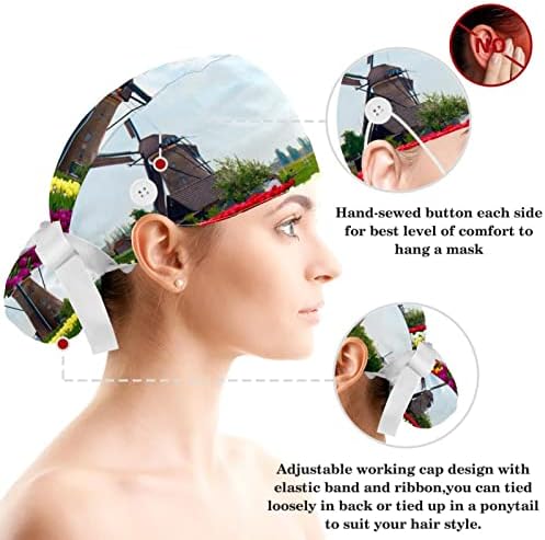 Pustinjski pejzažni radni šešir Podesivi kapu za piling sa tipkama i luk za kosu za medicinsku medicinsku medicinsku sestru i doktora