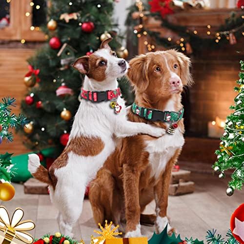 Božićni ovratnik za pse, mekani udoban ovratnik za pse za Božić s brzom puštanjem Božićna štenad ovratnik Crveni zeleni božićni ovratnici za male srednje velike pse mačke