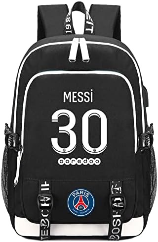 GENGX deca Student Messi Bookbag PSG školski ruksak sa USB priključkom za punjenje-Casual putni ruksak za Van, putovanja