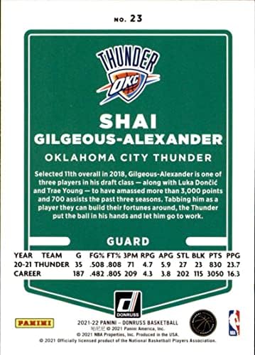 2021-22 Donruss 23 Shai Gilgeous-Alexander Oklahoma City Thunder Basketball NBA