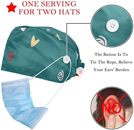 2 pakovanja Podesiva Radna kapa sa dugmetom za trenirku za medicinske sestre ženski rep šešir Sretan Božić pismo crveno