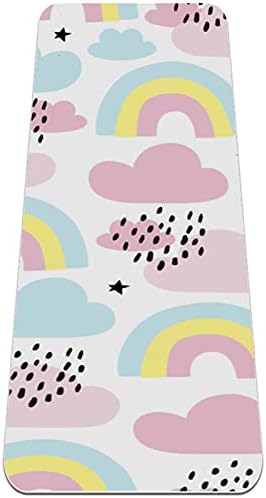 NDKMEHFOJ Cartoon Pink Blue Rainbow Cloud kišno sklopiva gimnastika Mat Yoga Mat Pad Neklizajući gubitak
