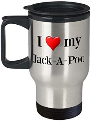 Jack-A-Poo Travel krigla - Termalni izolirani nehrđajući čelik Jack Russell terijer Pudlica Mix Lover Ljubav