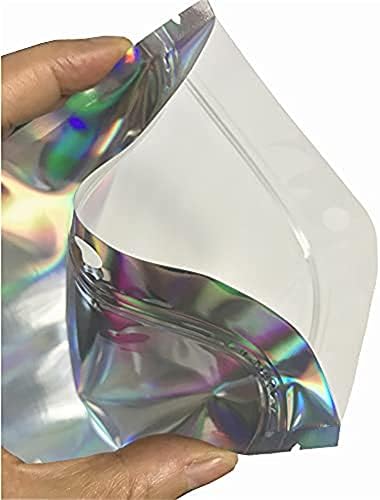 100 komada holografskih Mylar kesa koje se mogu ponovo zatvoriti za zabavu favorizuju toplotnu zaptivku za skladištenje hrane torbica od aluminijumske folije za mala preduzeća (10 x 18 cm )