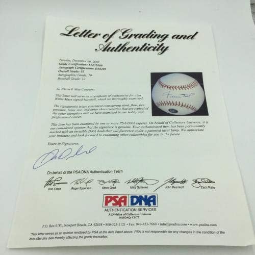 Rijetka Willie Mays PSA DNK Gem Gem Mint 10 potpisali su bajzbol glavne lige - autogramirani bejzbol