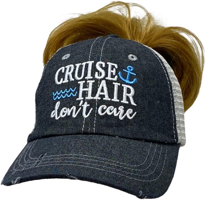 Kokovići ženska krstarenja kosom ne zanimaju šešir | Cruise Hair Dont Care Messy Bun High Ponytail Hat |