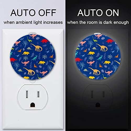 2 paket Plug-in Nightlight LED noćno svjetlo sa senzorom sumraka do zore za dječiju sobu, rasadnik, kuhinju, hodnik Mini Dinosaur uzorak