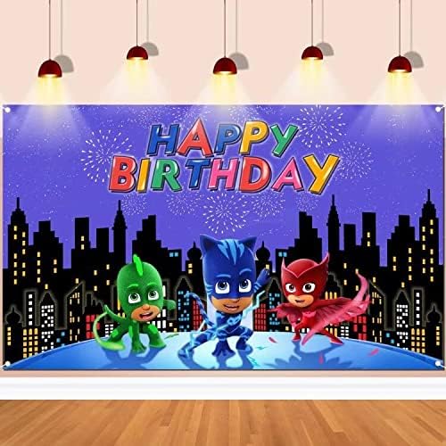 Bnuwue Mask Superhero Party Backdrop - 5x3ft Super City Birthday Backdrop vatromet cityscape Mask potrepštine